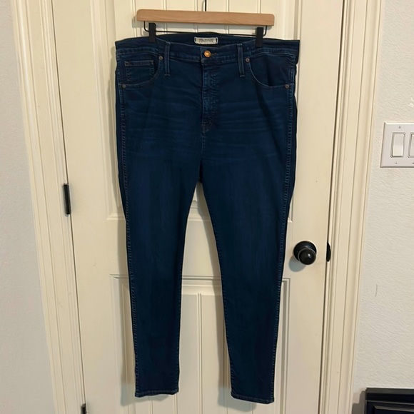 Madewell 10” High Rise Skinny Dark Blue sz 34 - Picture 1 of 3